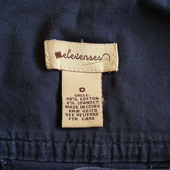 Anthropologie Elevenses navy blue cotton fitted pencil skirt 0 - Picture 5 of 6